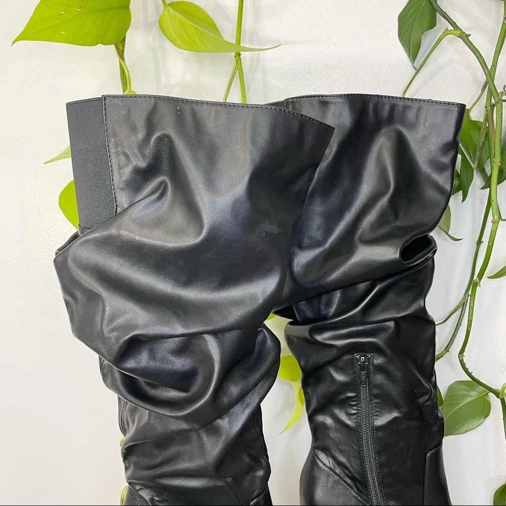 NWT 9.5 Simply Vera Vera knee high black w/ chunk heel faux leather boots - Picture 6 of 10